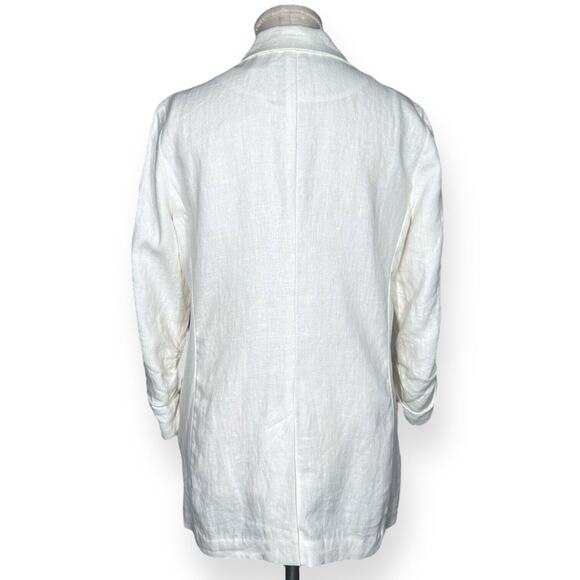 MICHAEL KORS 100% Linen Cream Blazer Gathered Sleeve One-Button Standard Notch 6 - Picture 5 of 11